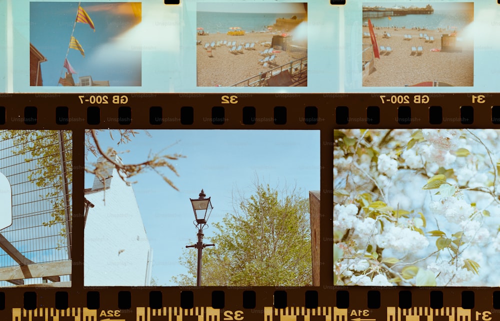 a film strip with a bunch of pictures on it