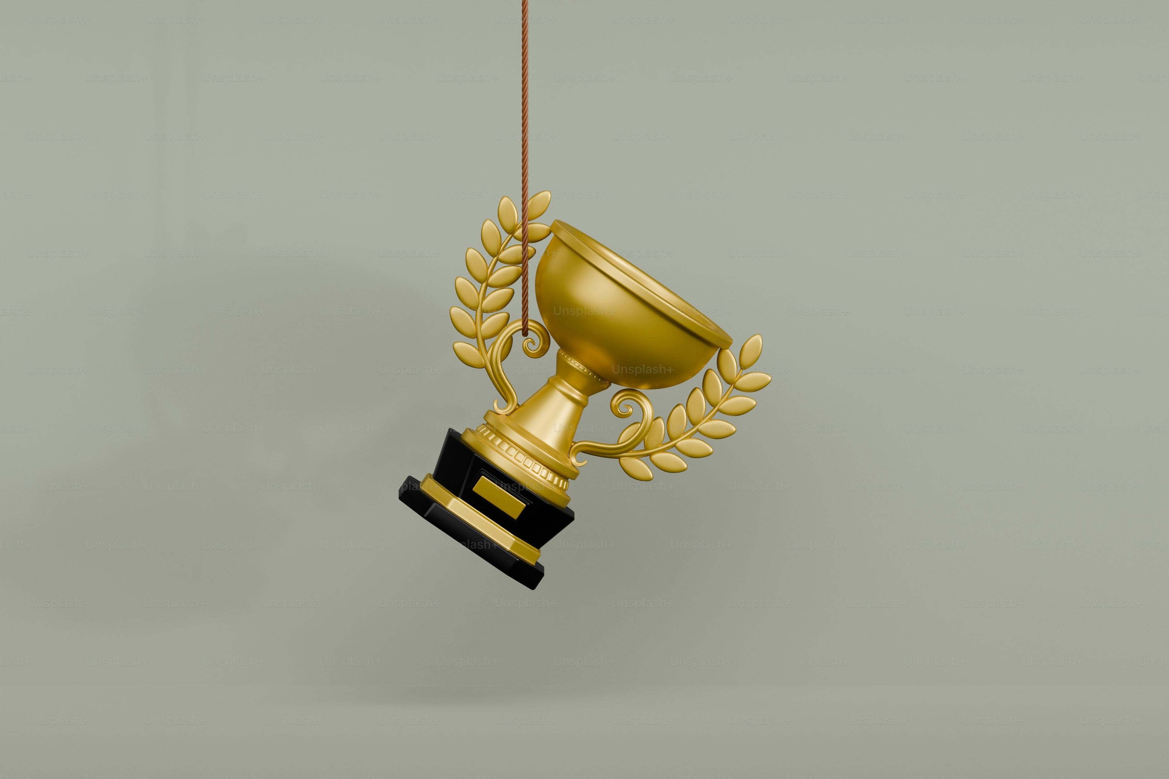 Gold Trophy Hanging. 3D Render.