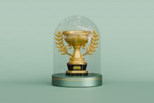 Un trofeo d'oro sotto una cupola di vetro