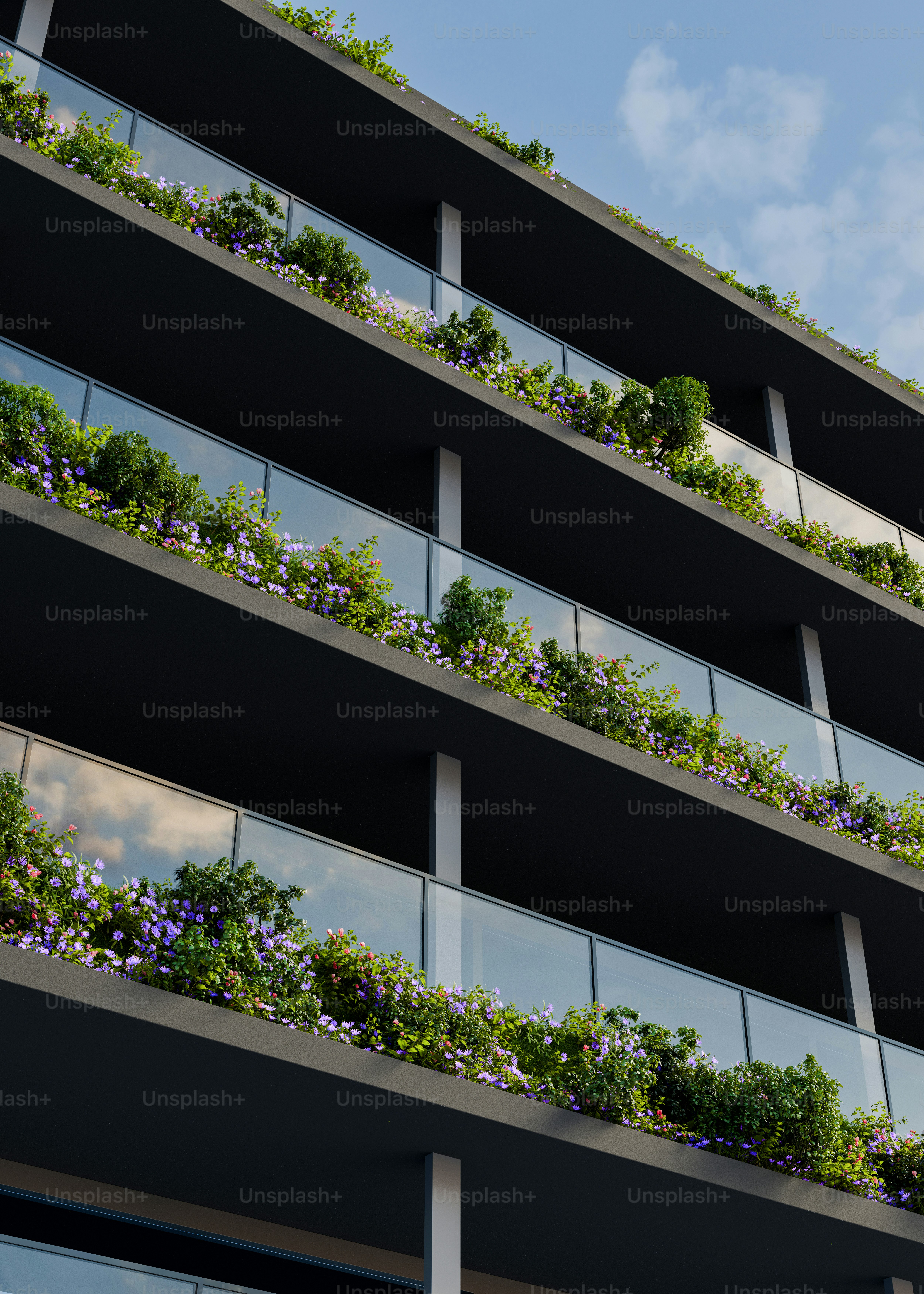 A very tall building with a bunch of plants growing on it photo  Garden  Image on Unsplash
