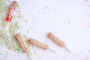 a group of sprinkles sitting on top of a table