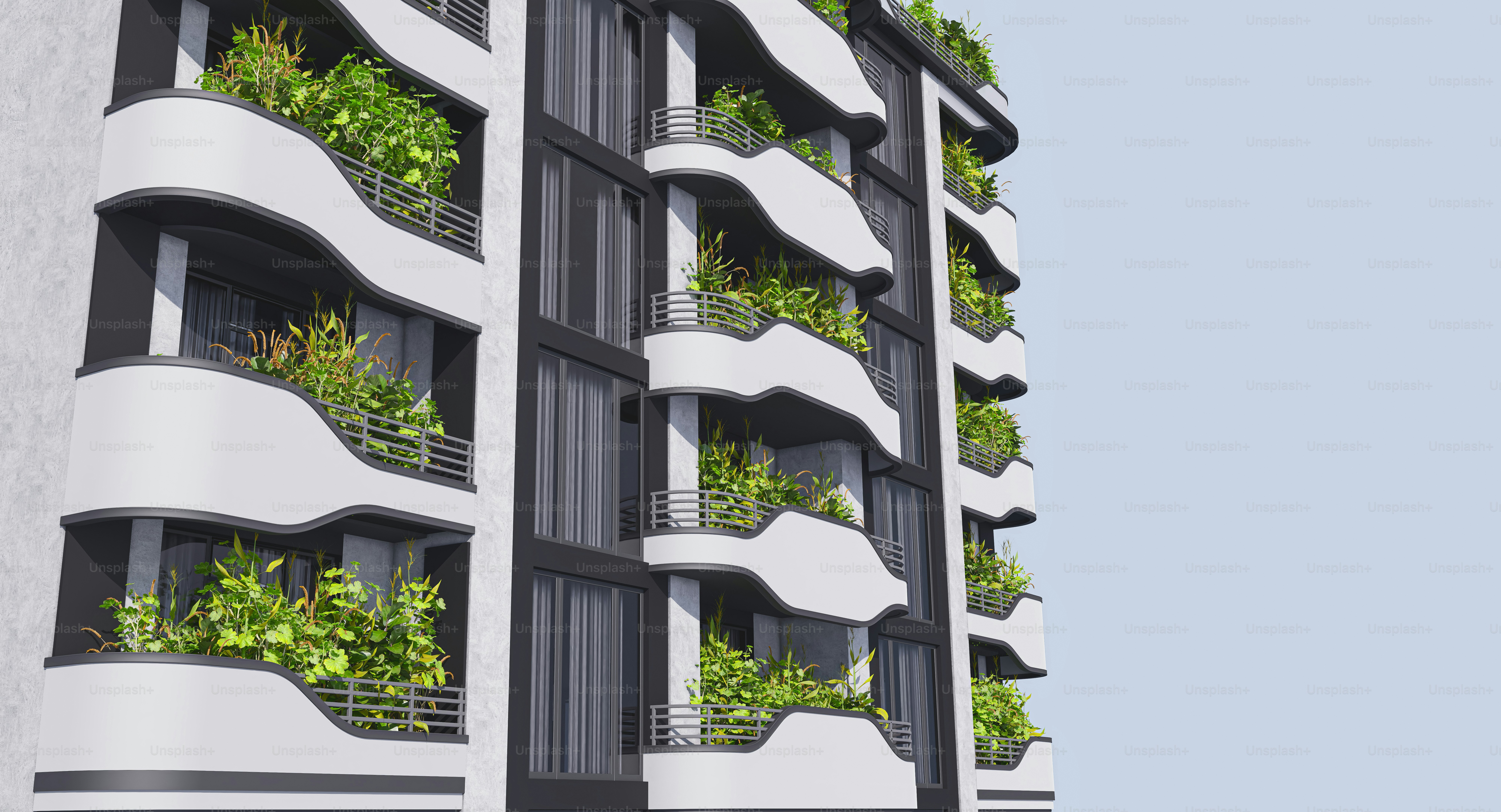 a building with a bunch of plants growing on the side of it