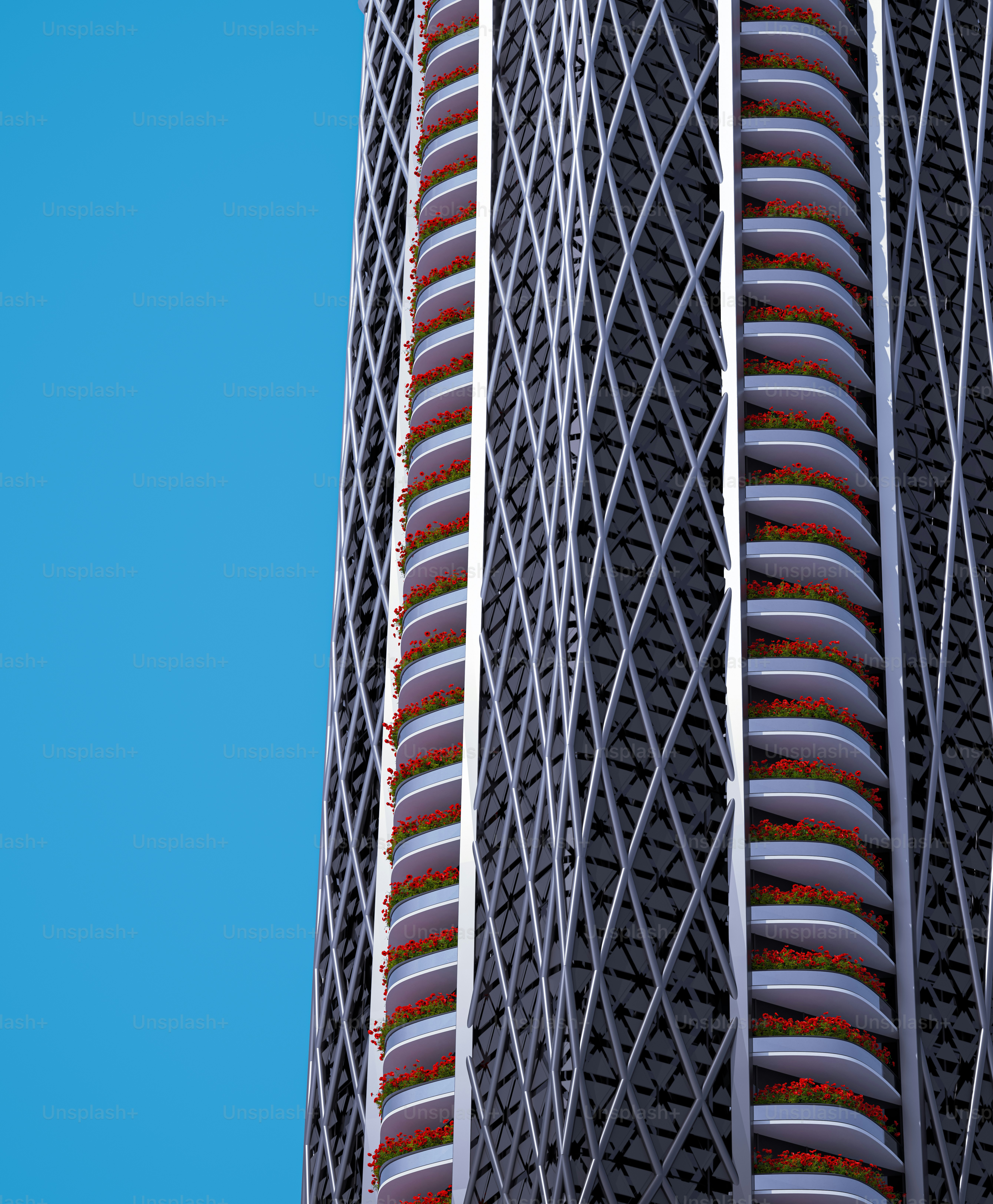 a very tall building with a sky background