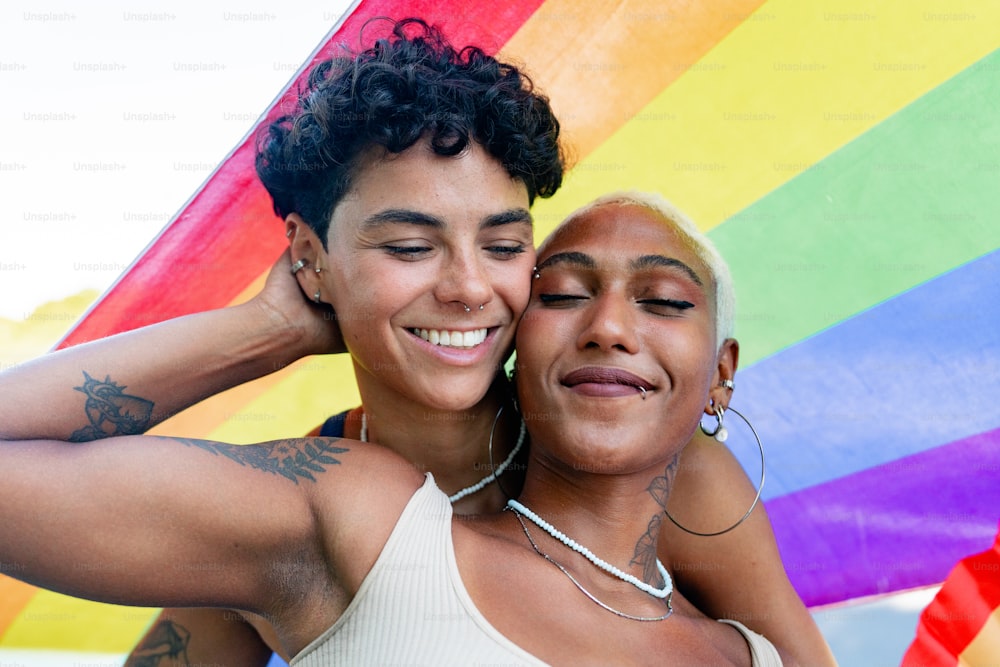 a couple of women standing next to each other