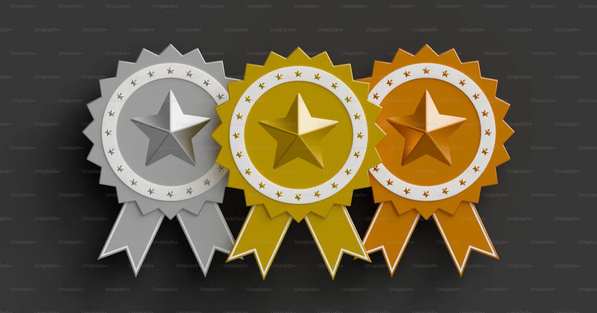 Three gold, silver, and bronze award ribbons photo – Success Image on ...