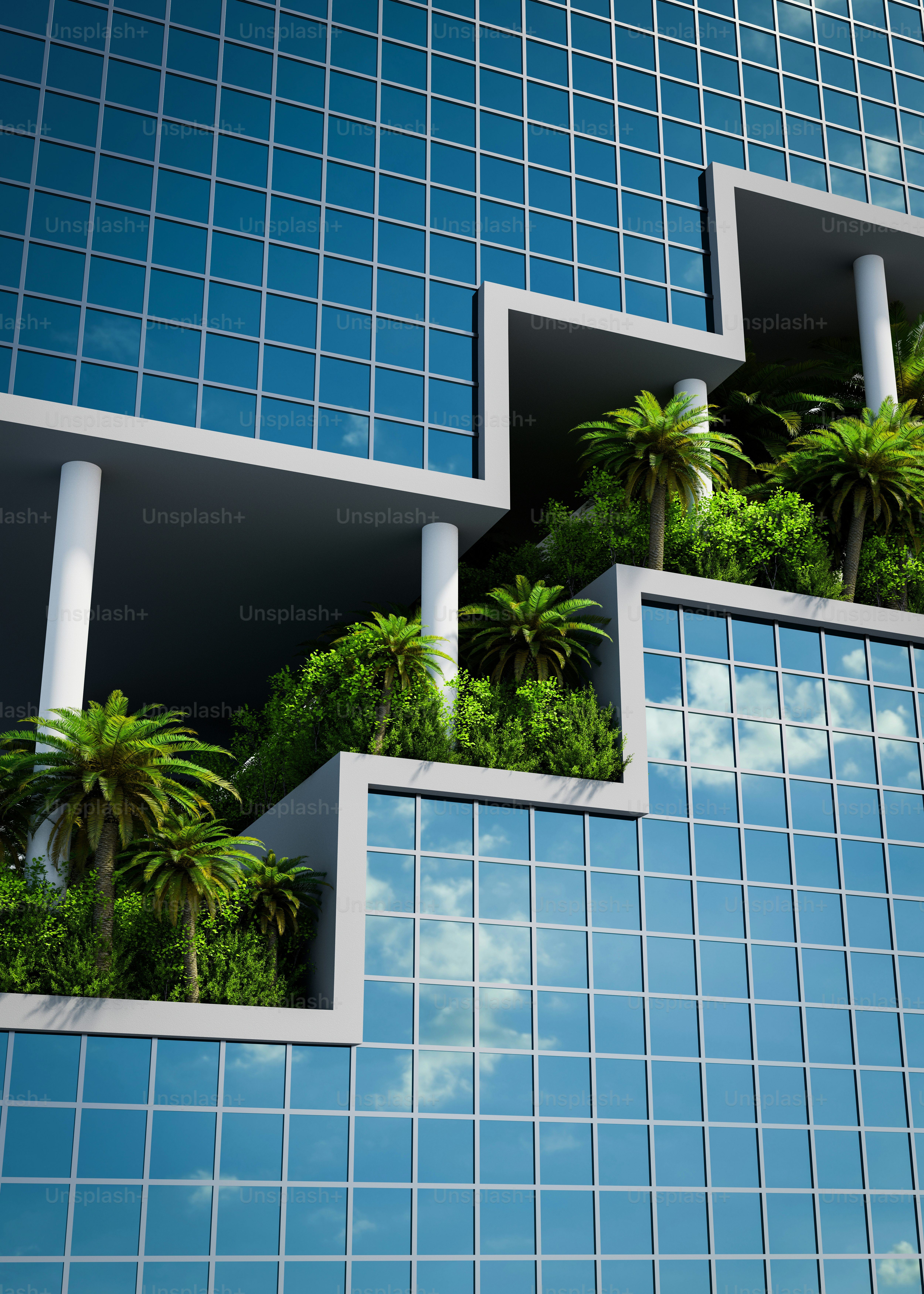 a building with plants growing out of the windows