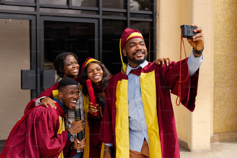 a group of people taking a picture with a camera