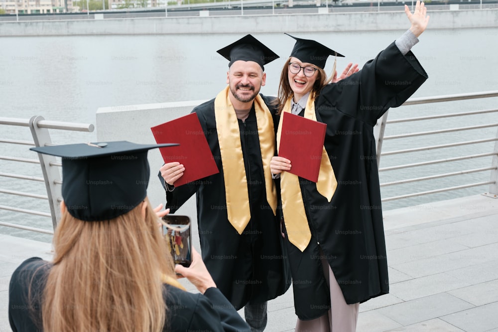 a couple of people that are standing in the street