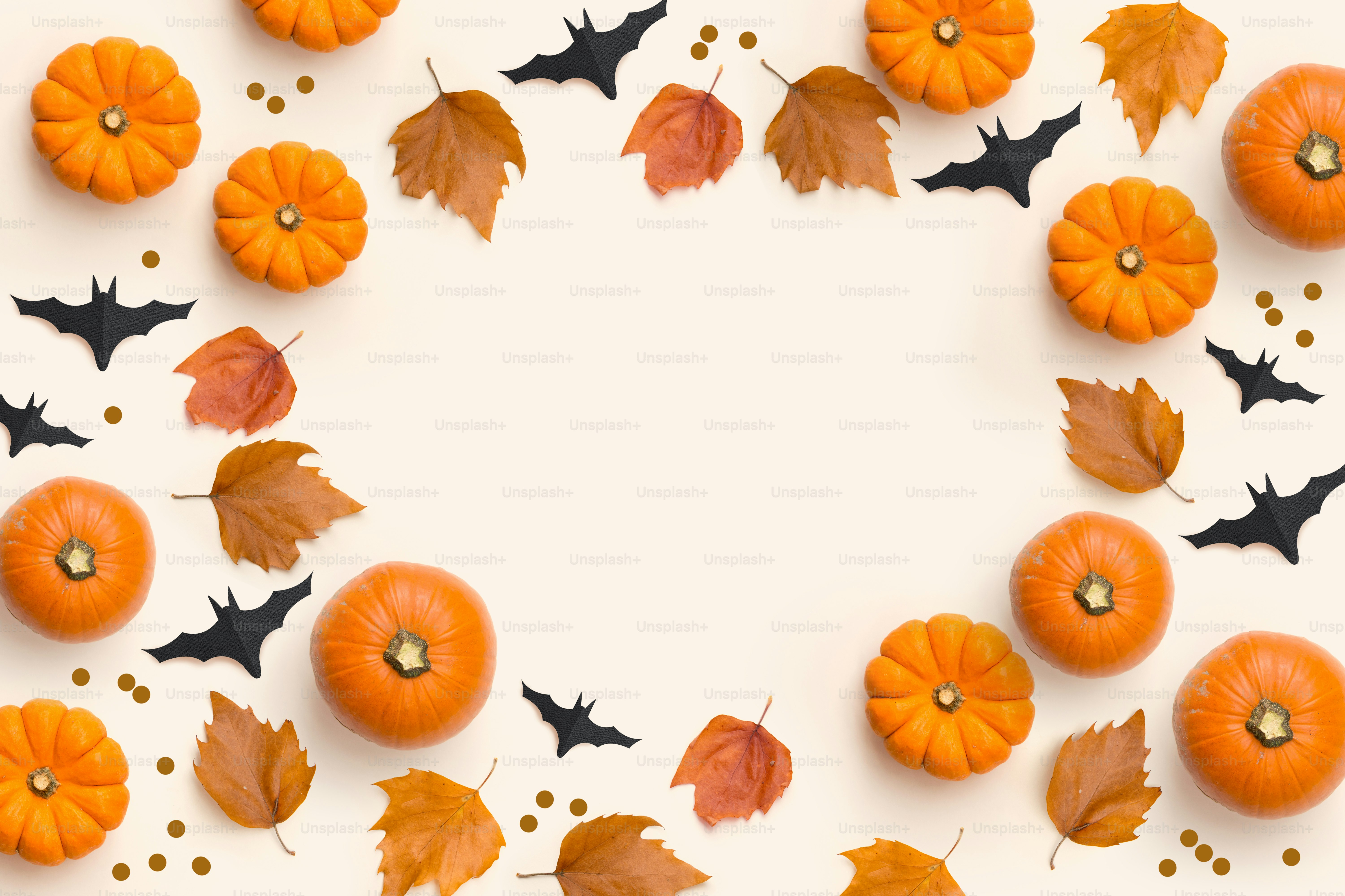 Autumn fall contemporary background composition with pumpkins and ...