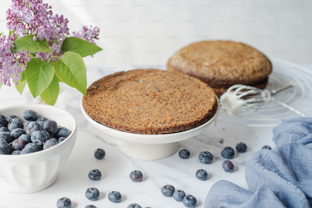 a couple of pies sitting on top of a table