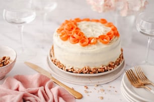 a close up of a cake on a table