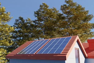 a house with a solar panel on the roof