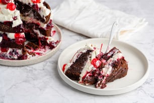 a piece of cake on a plate with a fork