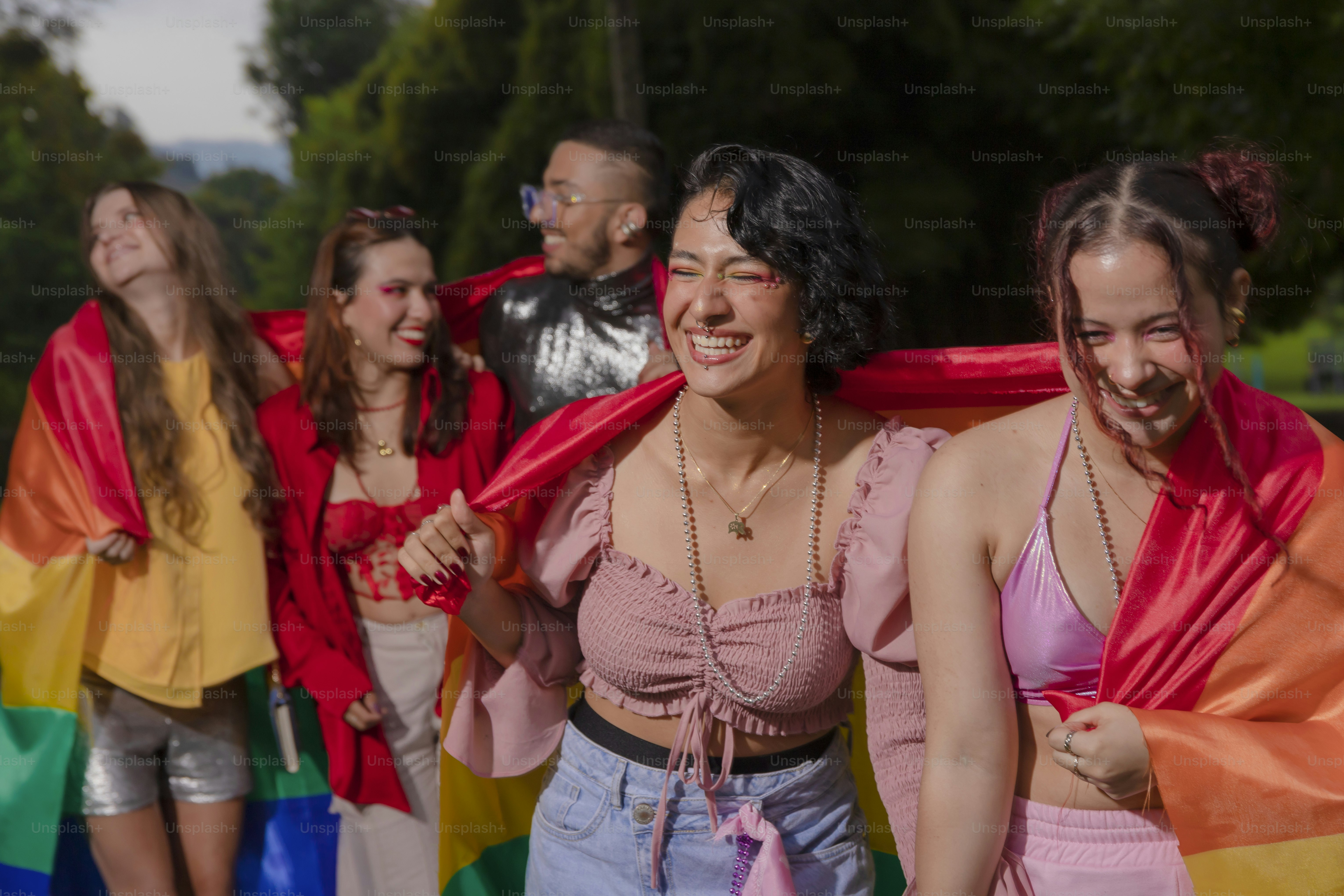 a group of young women standing next to each other