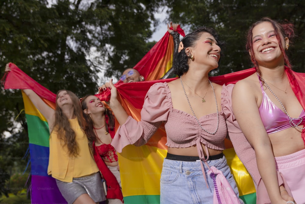 a group of young women standing next to each other