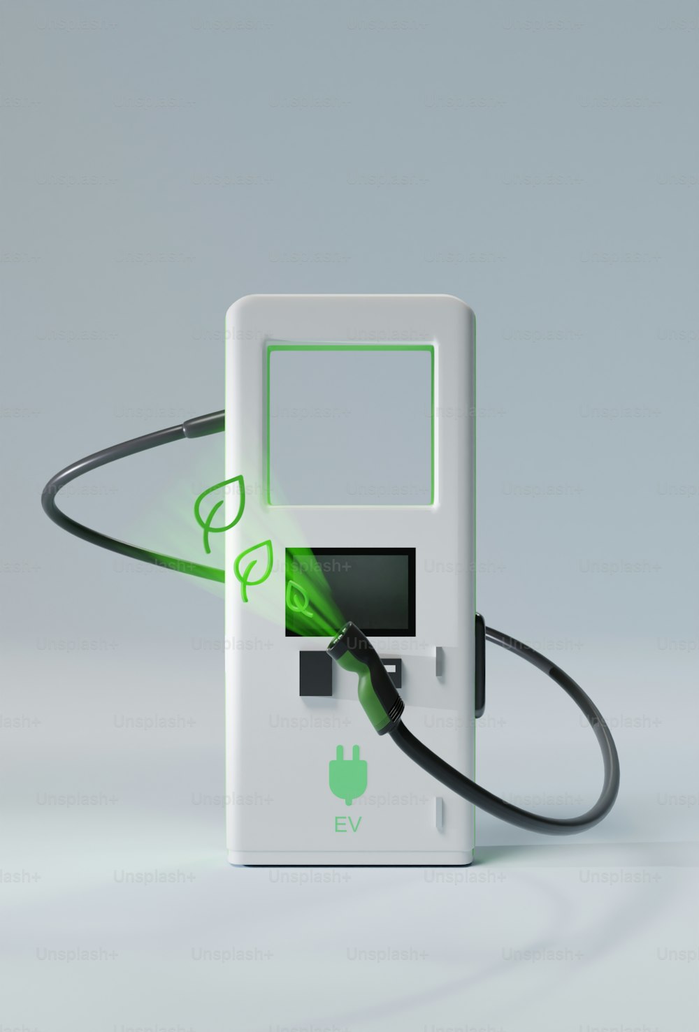 an electronic device with a green light coming out of it