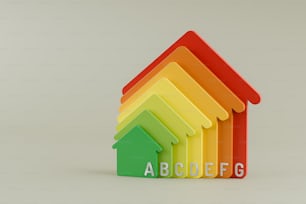 Una casa en forma de arco iris con la palabra Abcoefg escrita en ella