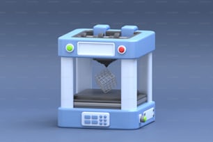 a 3d image of a blue and white machine