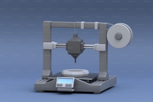 Ein 3D-Rendering einer Maschine mit einem Monitor