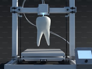 Un modello 3D di un dente e di un dispositivo