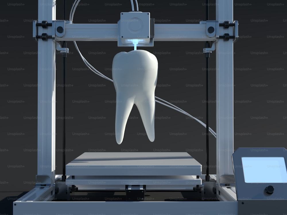a 3d model of a tooth and a device