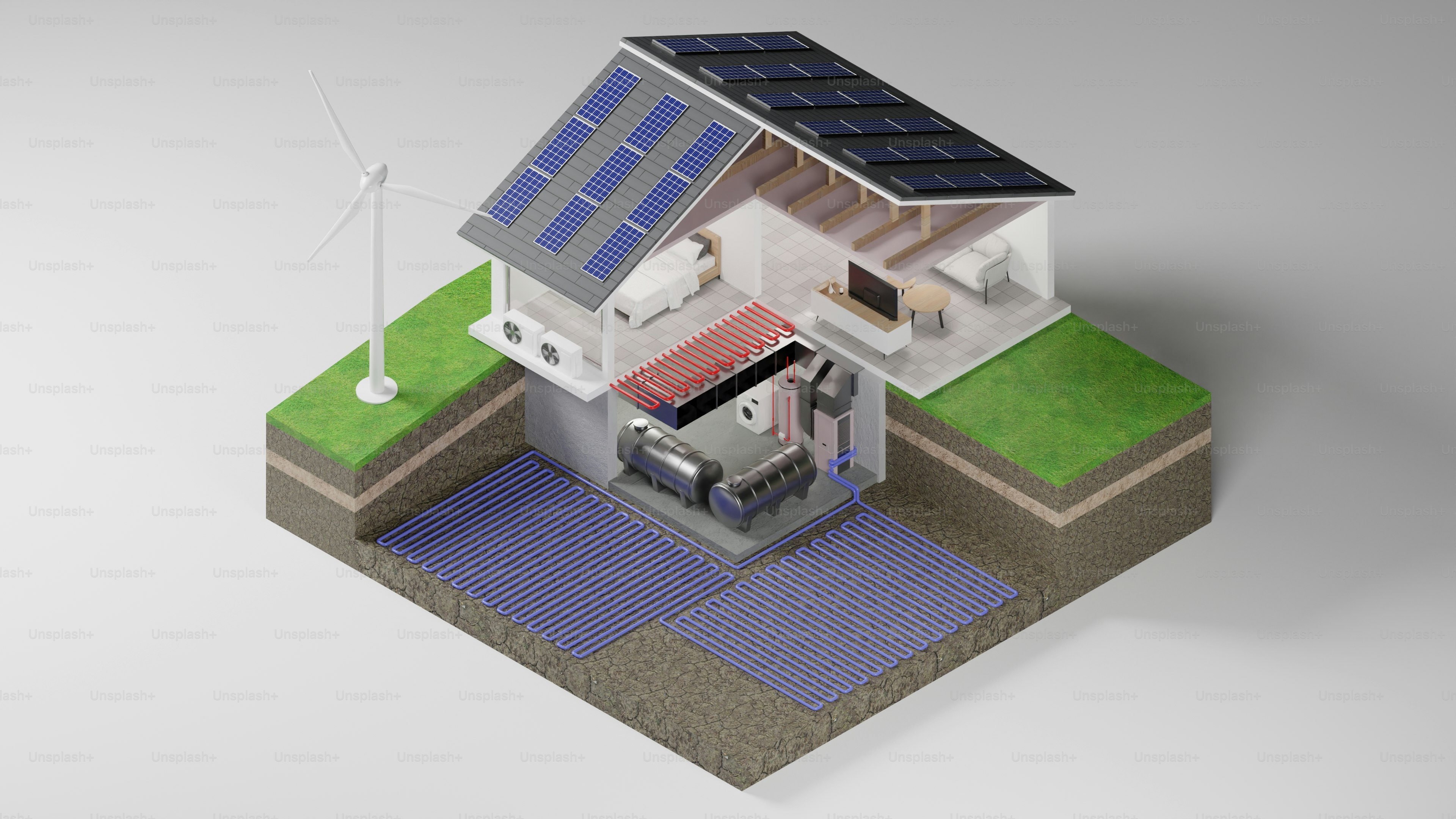 ein Haus mit einem Solarpanel auf dem Dach