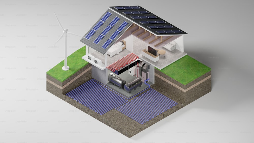 una casa con un panel solar en el techo