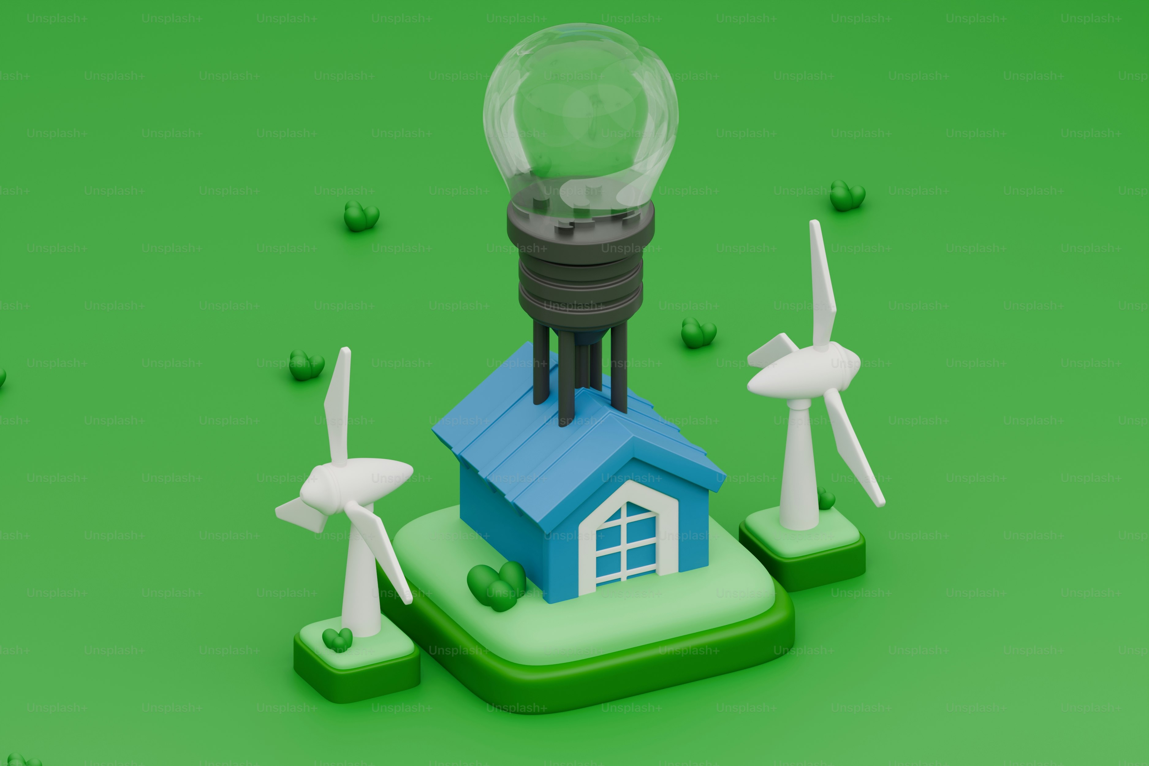 a light bulb sitting on top of a small house