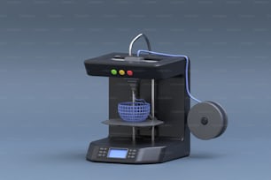 Ein 3D-Bild einer Maschine mit einem Korb darauf