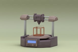 Uma renderização 3D de uma máquina com uma gaiola em cima dela