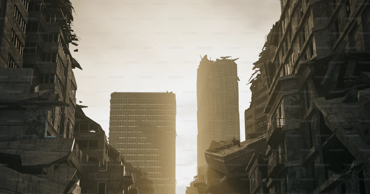 Eine Stadt voller Trümmer neben hohen Gebäuden Foto – Bild zum Thema ...