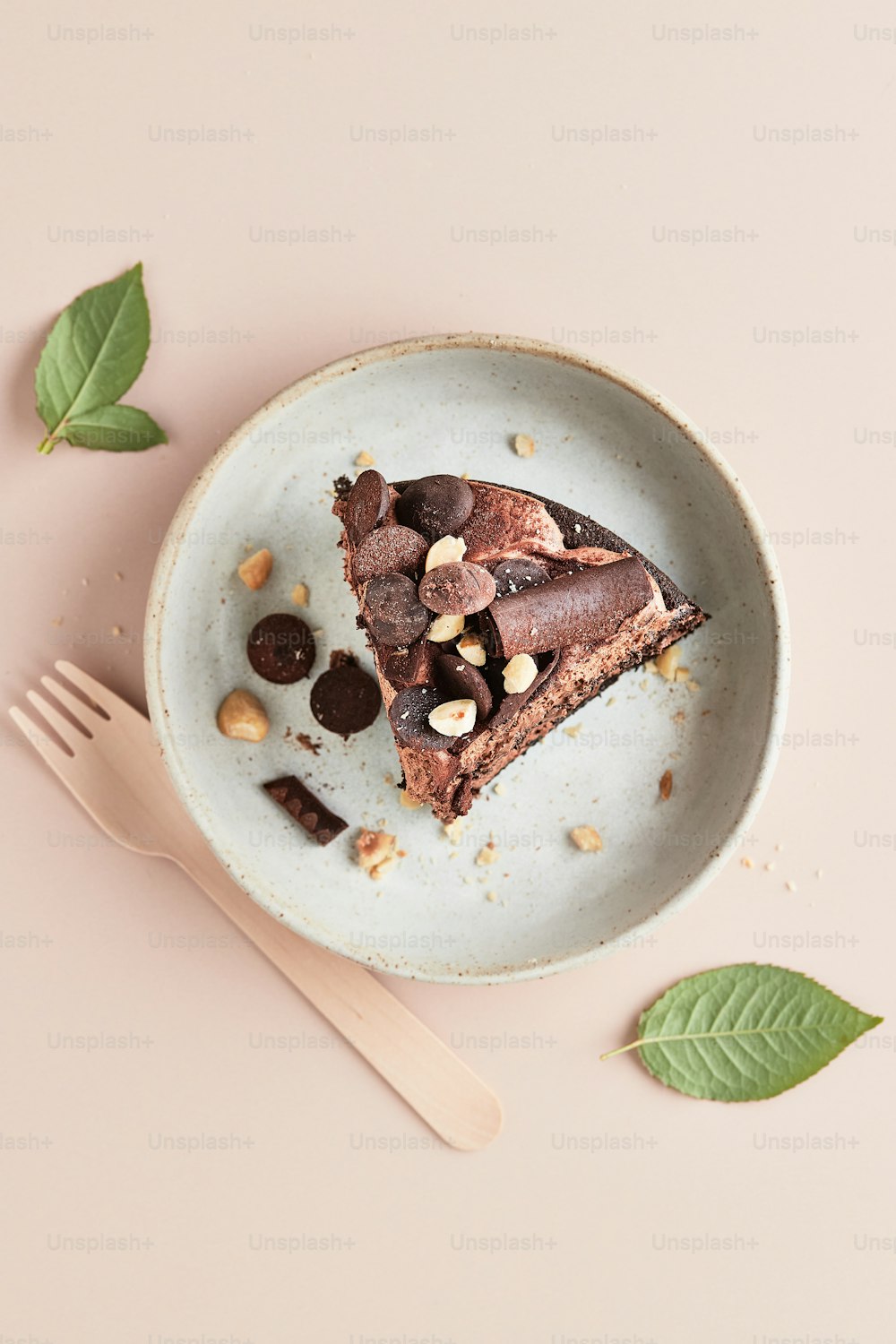 a piece of chocolate pie on a plate with a fork