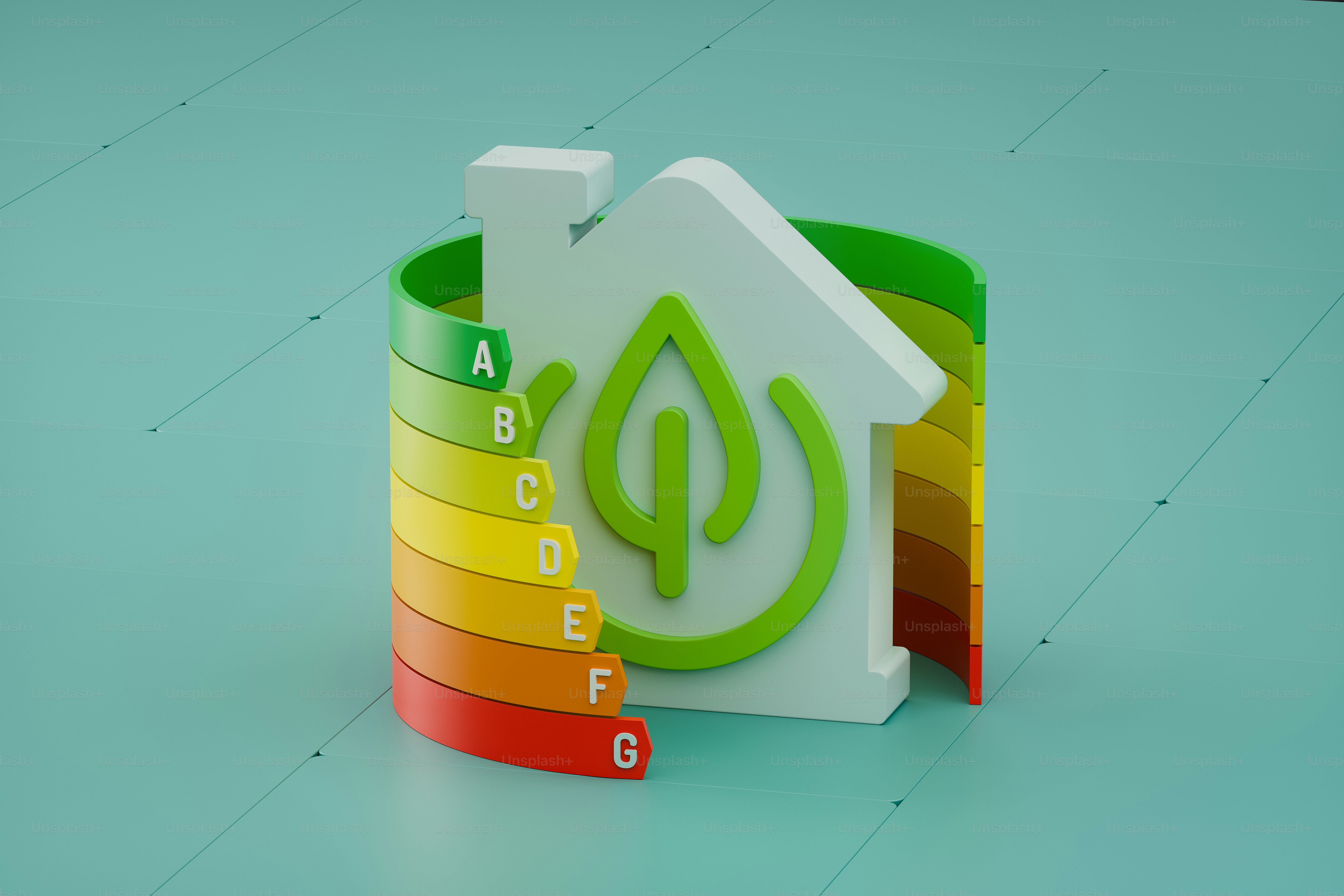 a house with a green energy symbol on top of it