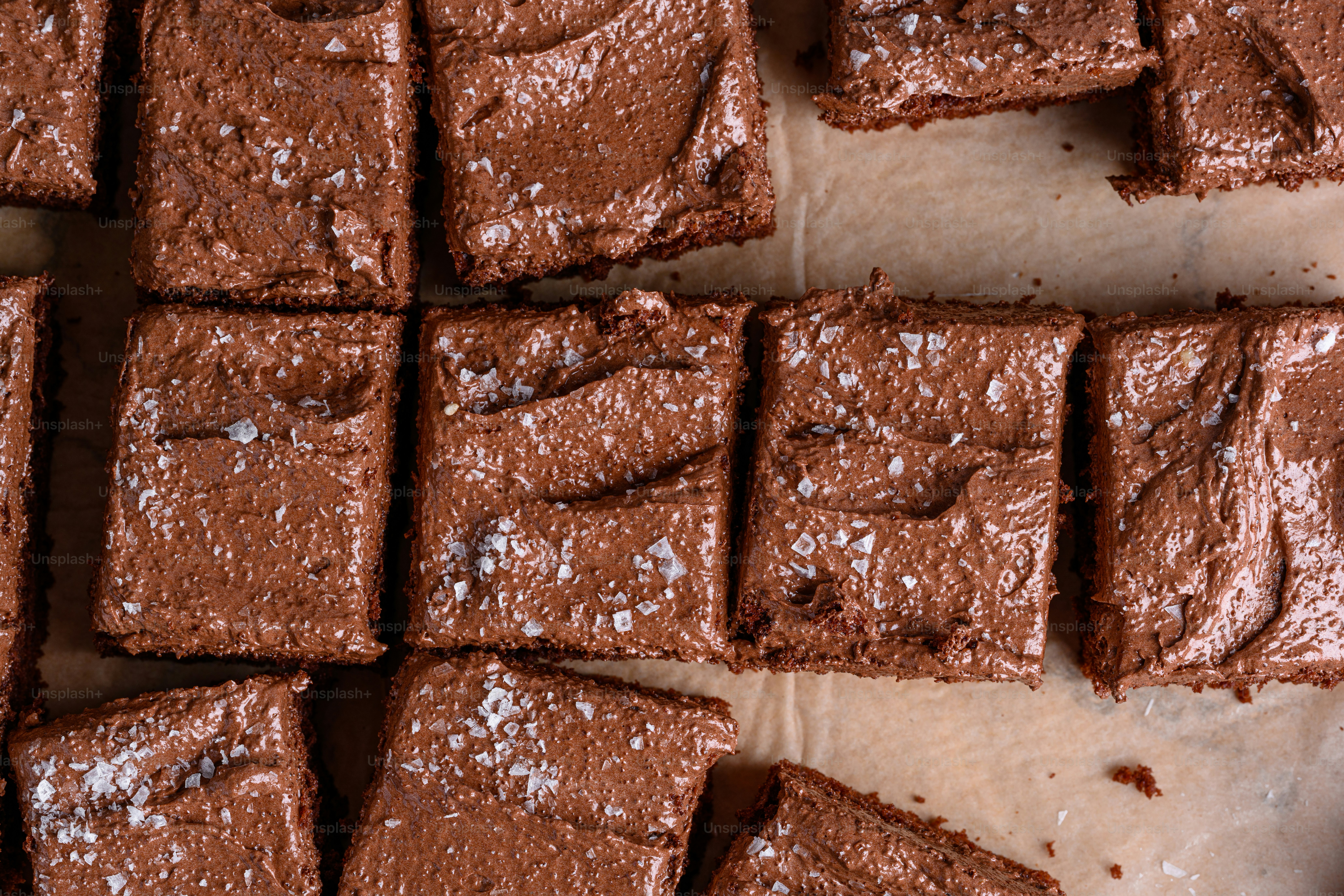 a close up of a tray of brownies