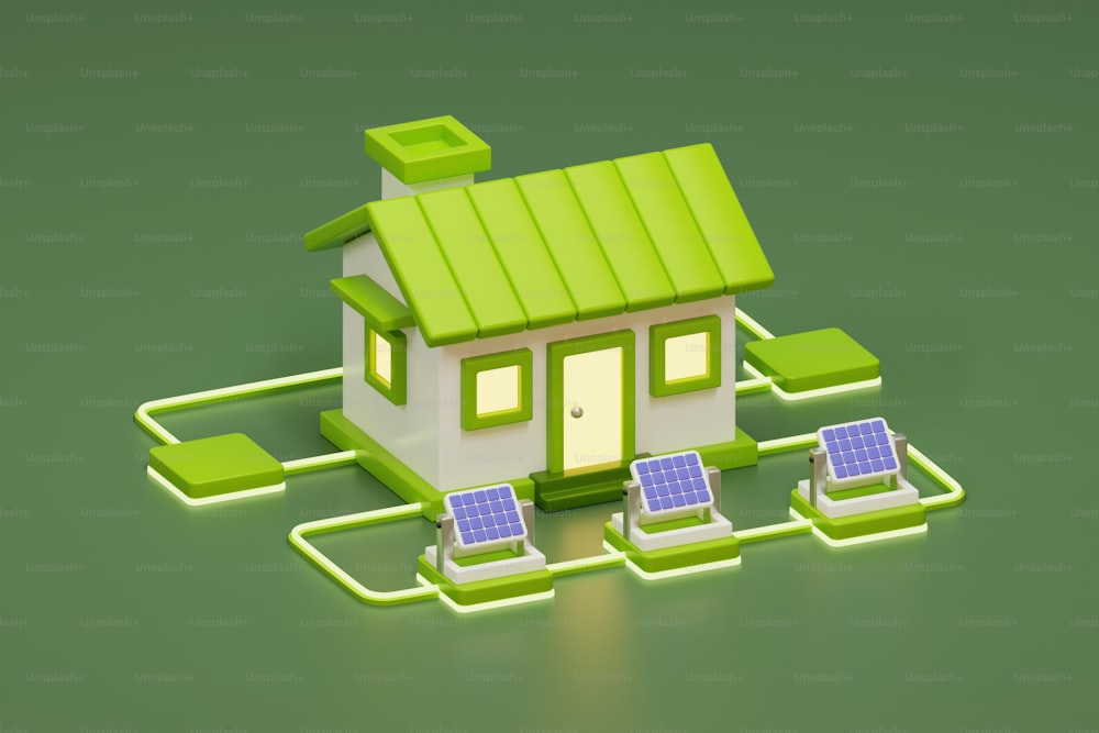 a small house with solar panels on the roof