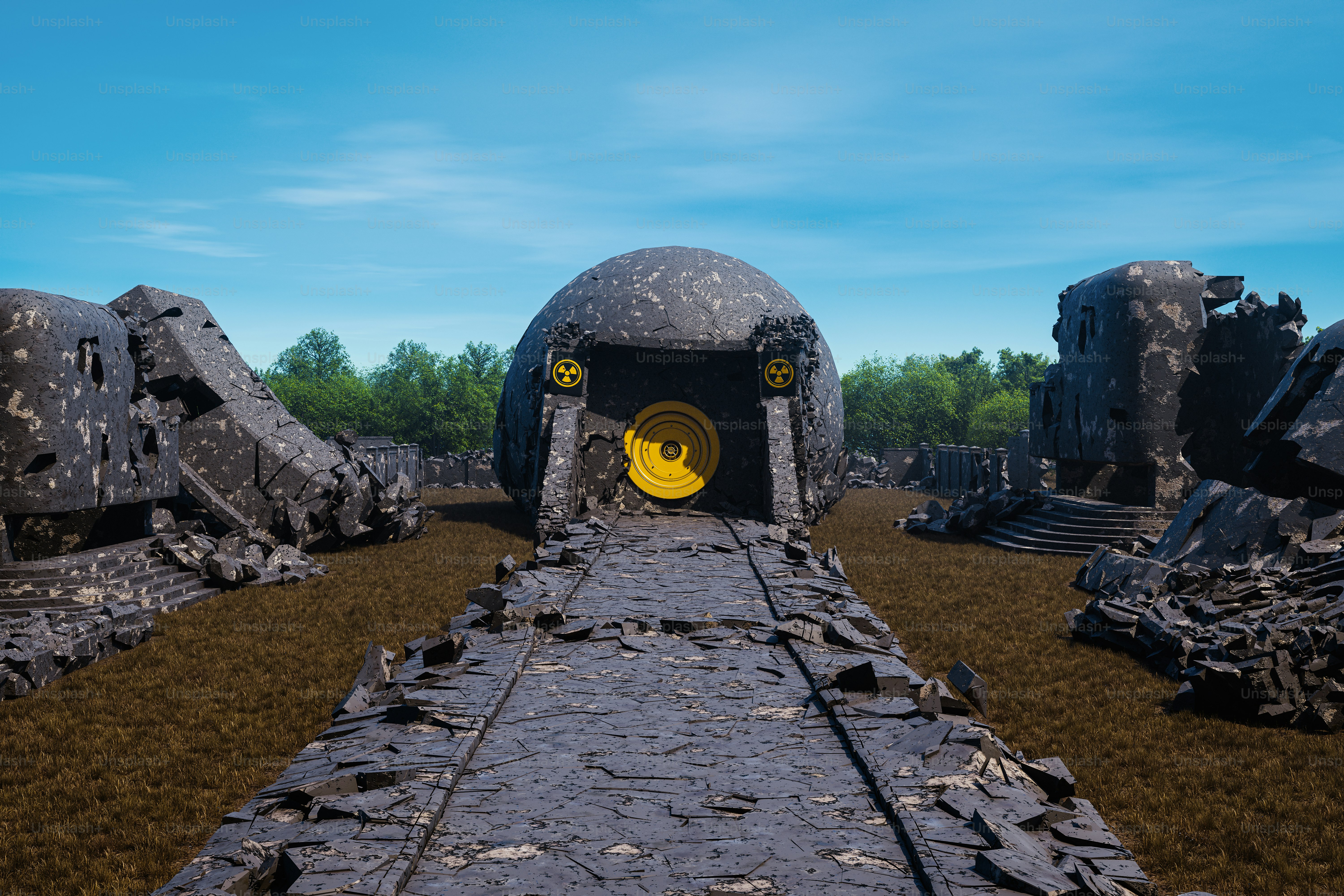 ein computergeneriertes Bild eines Steintunnels