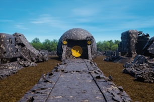 ein computergeneriertes Bild eines Steintunnels
