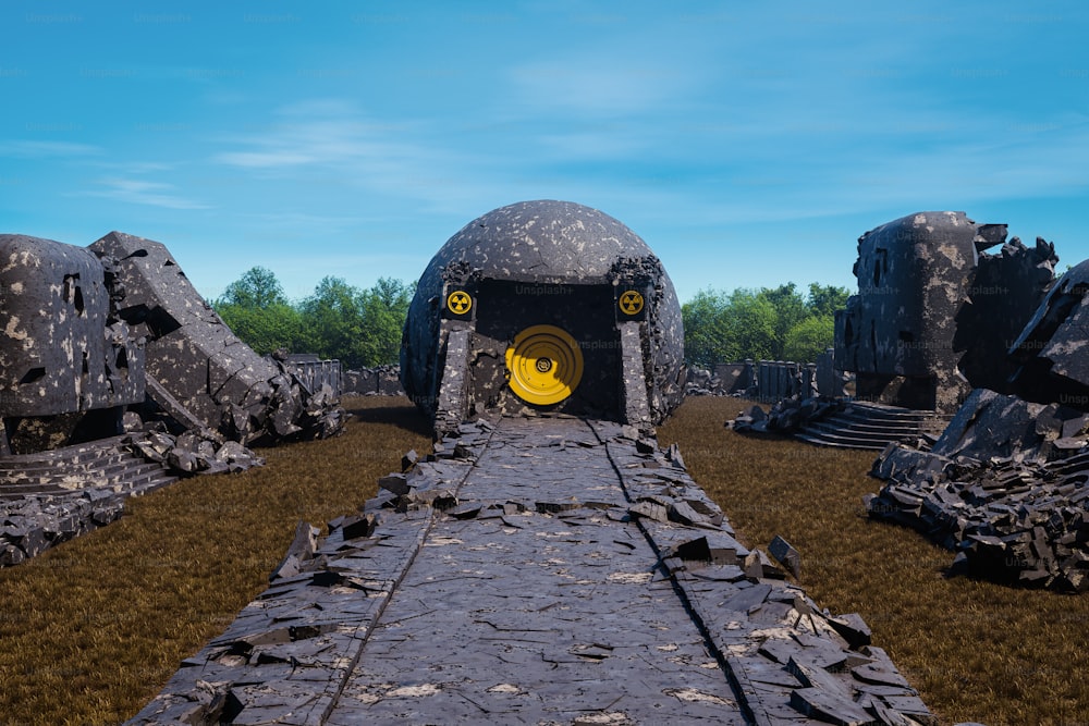 石のトンネルのコンピュータ生成画像