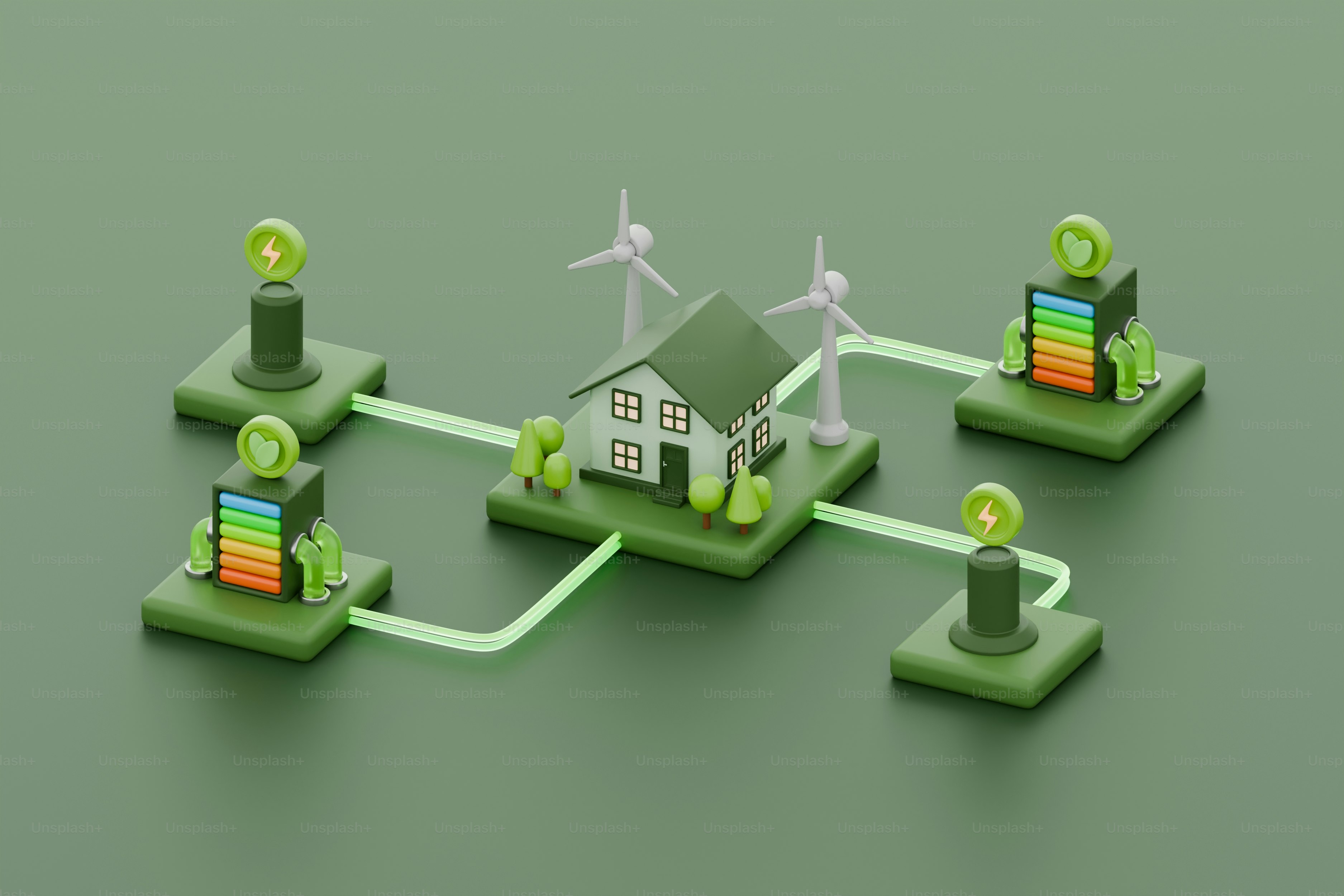 Energy Efficient House. 3D Render.