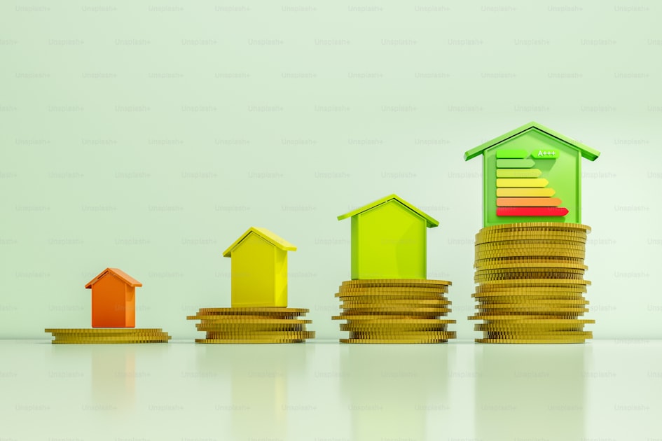 Monedas apiladas con casa encima — tipos de inversión inmobiliaria