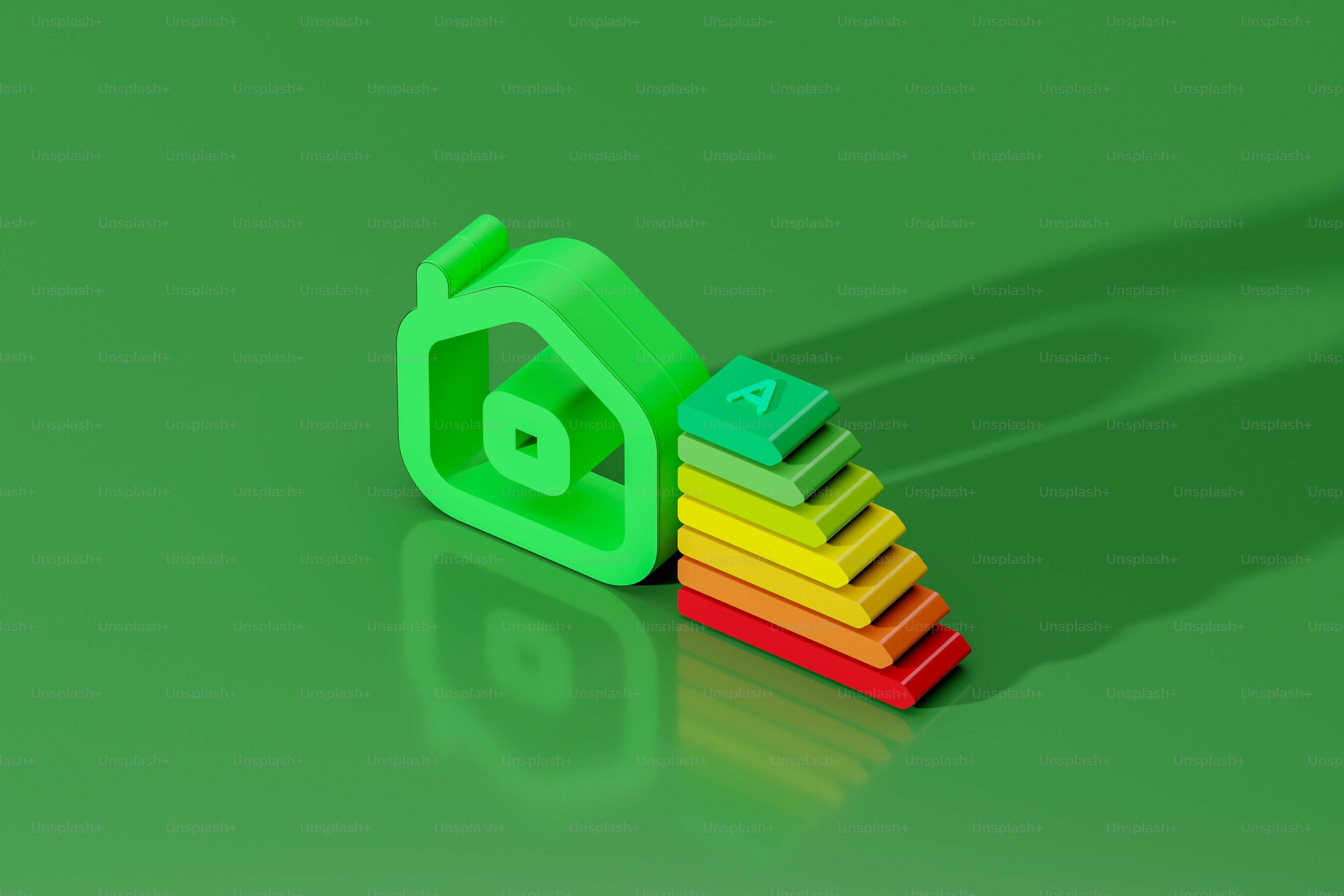 a green house shaped like a house next to a stack of colorful blocks