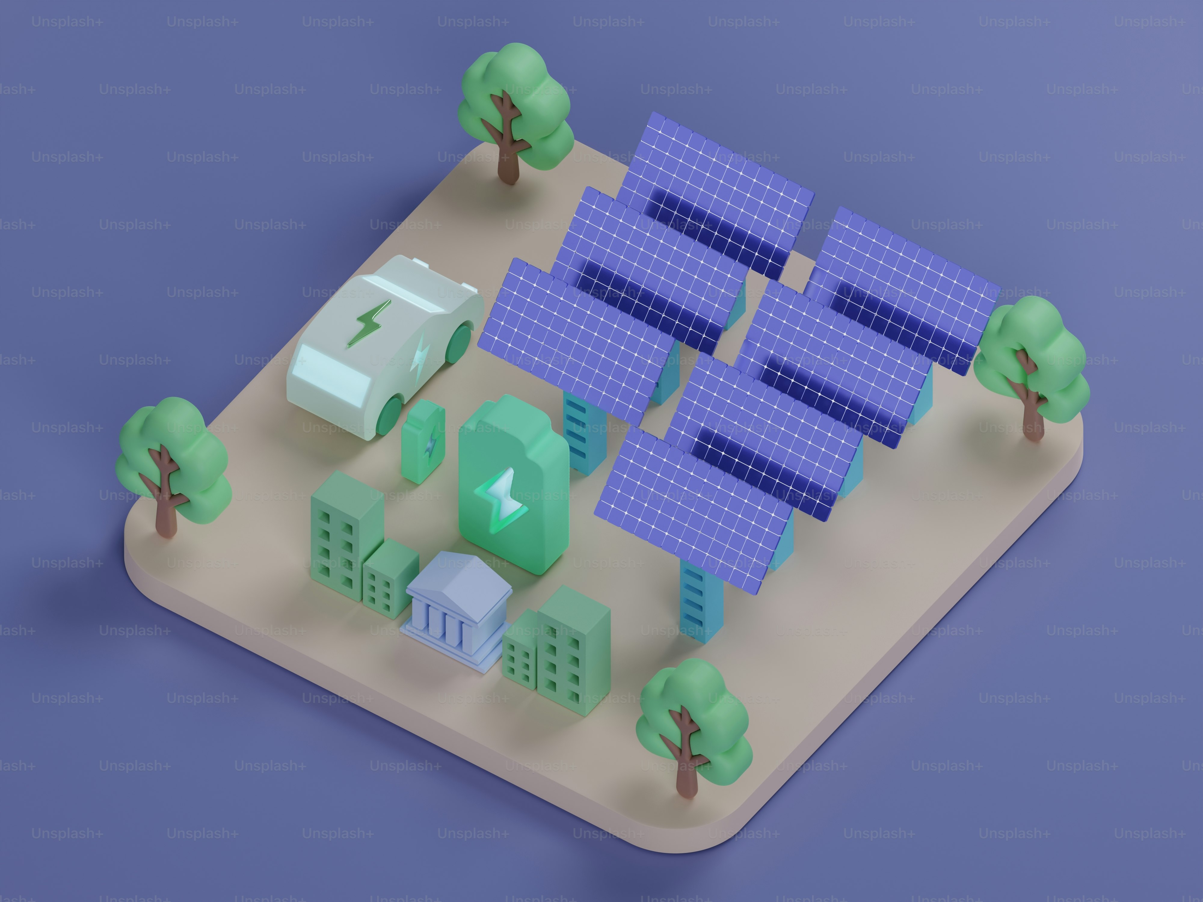 a model of a city with trees and buildings