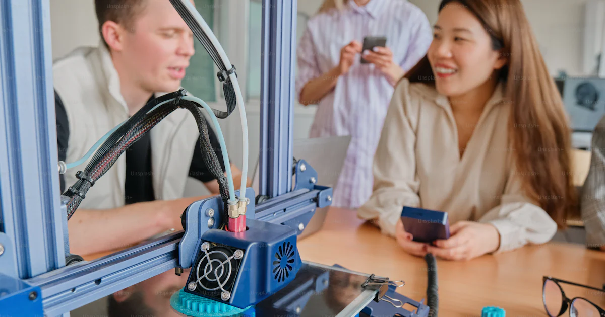 Scene Around Machine A group of people standing around a machine photo – Industrial design ...