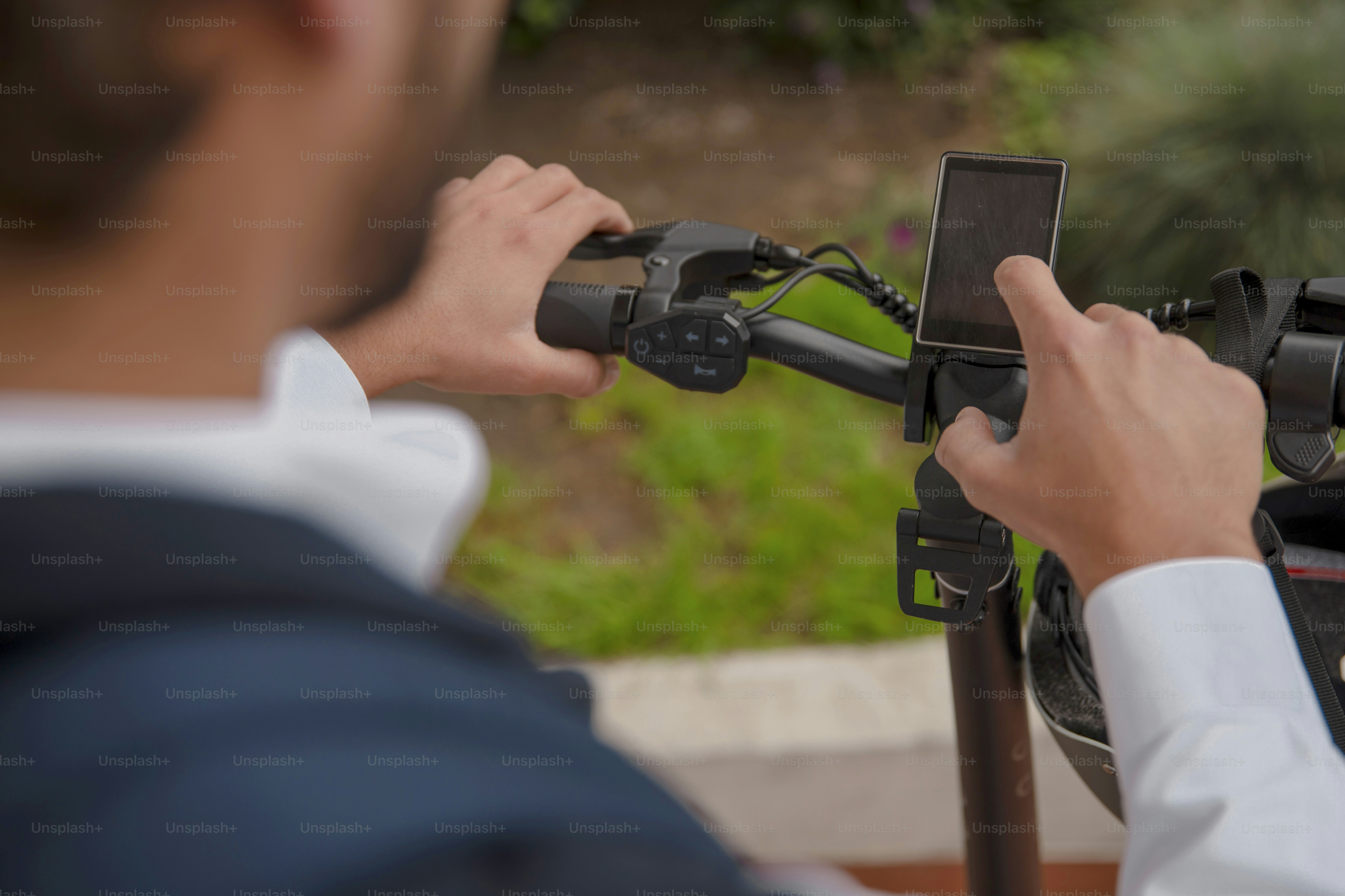 a close up of a person on a bike