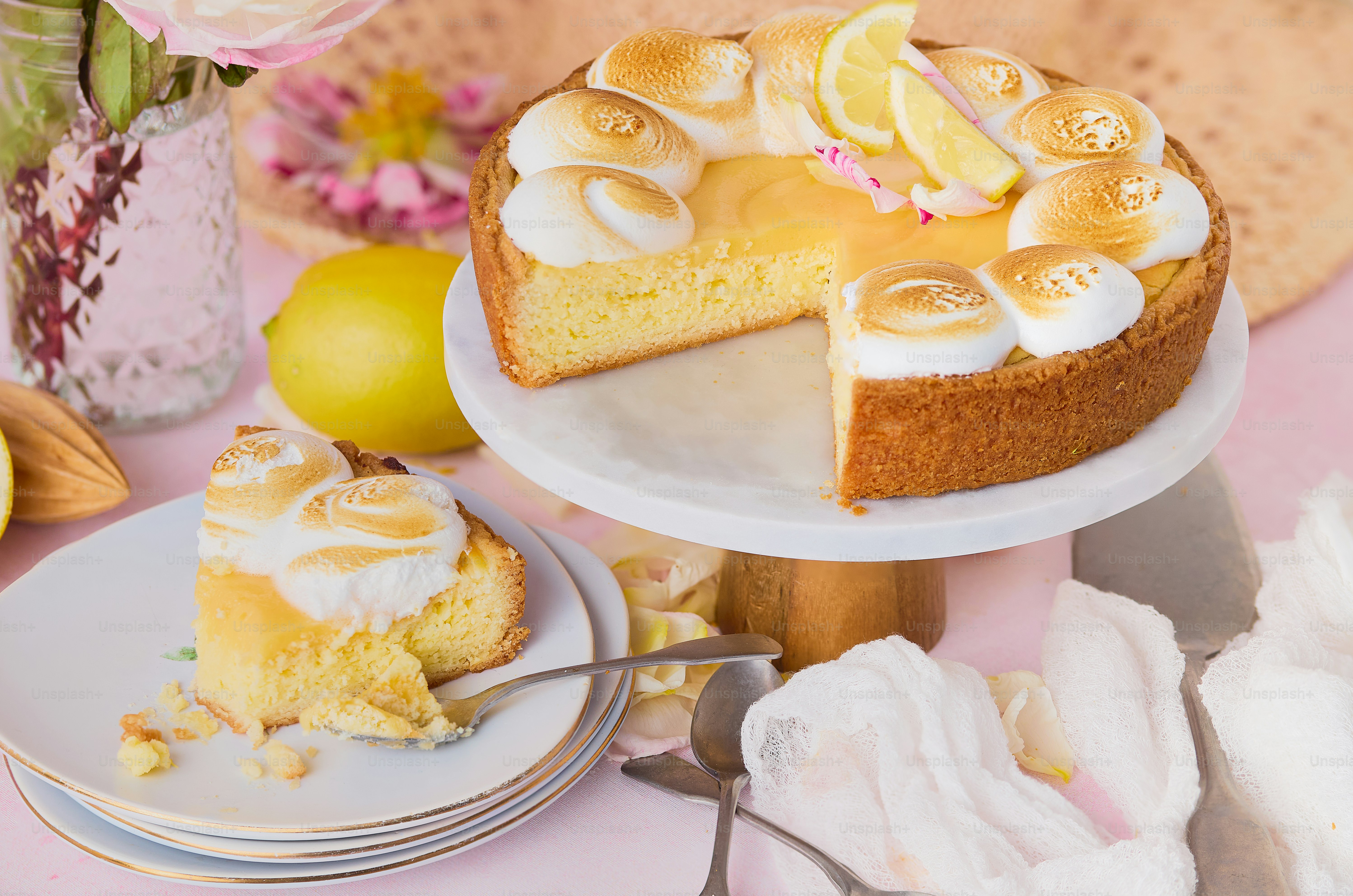 a lemon cake with a slice cut out of it