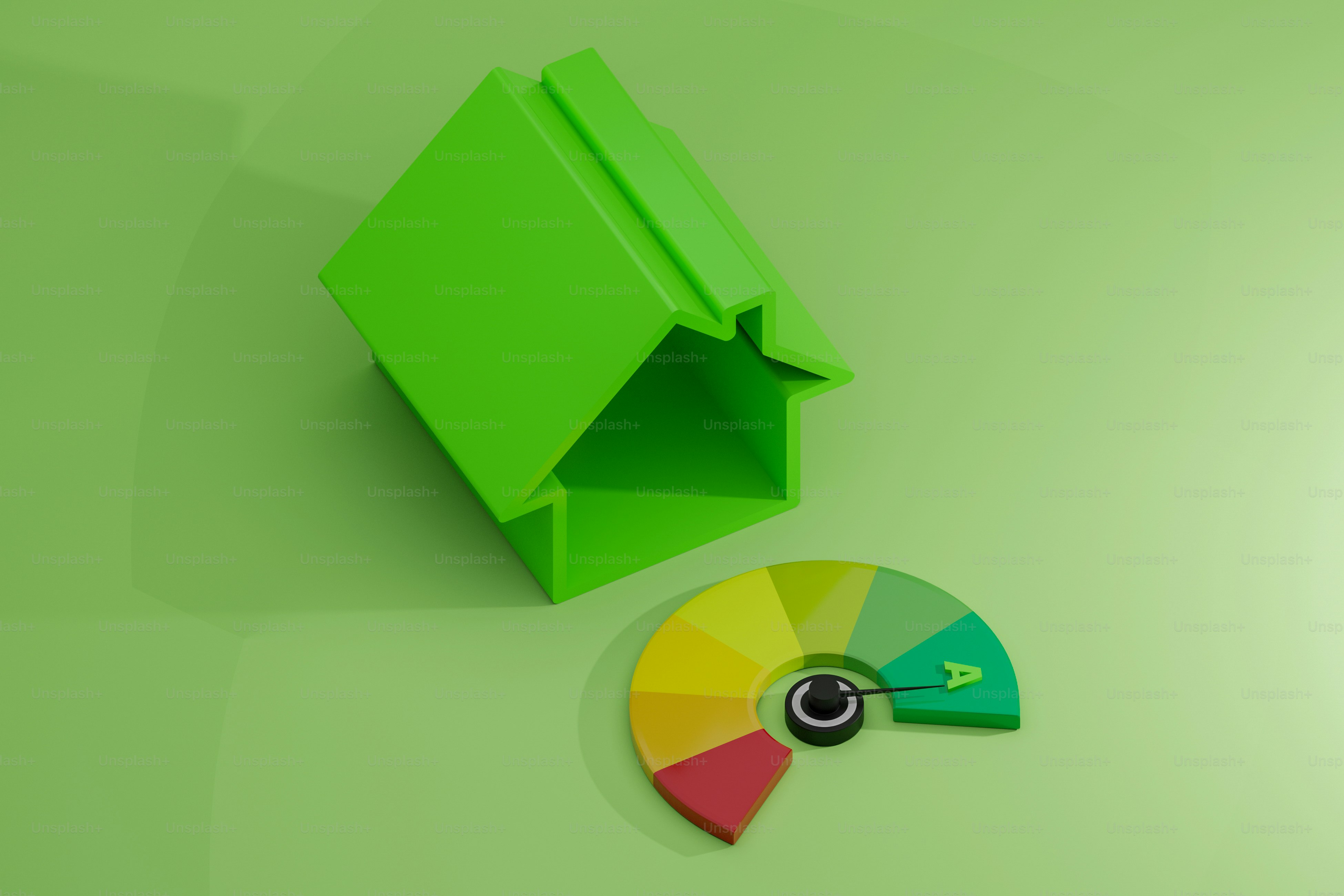 a green object with a colorful wheel and a green object next to it