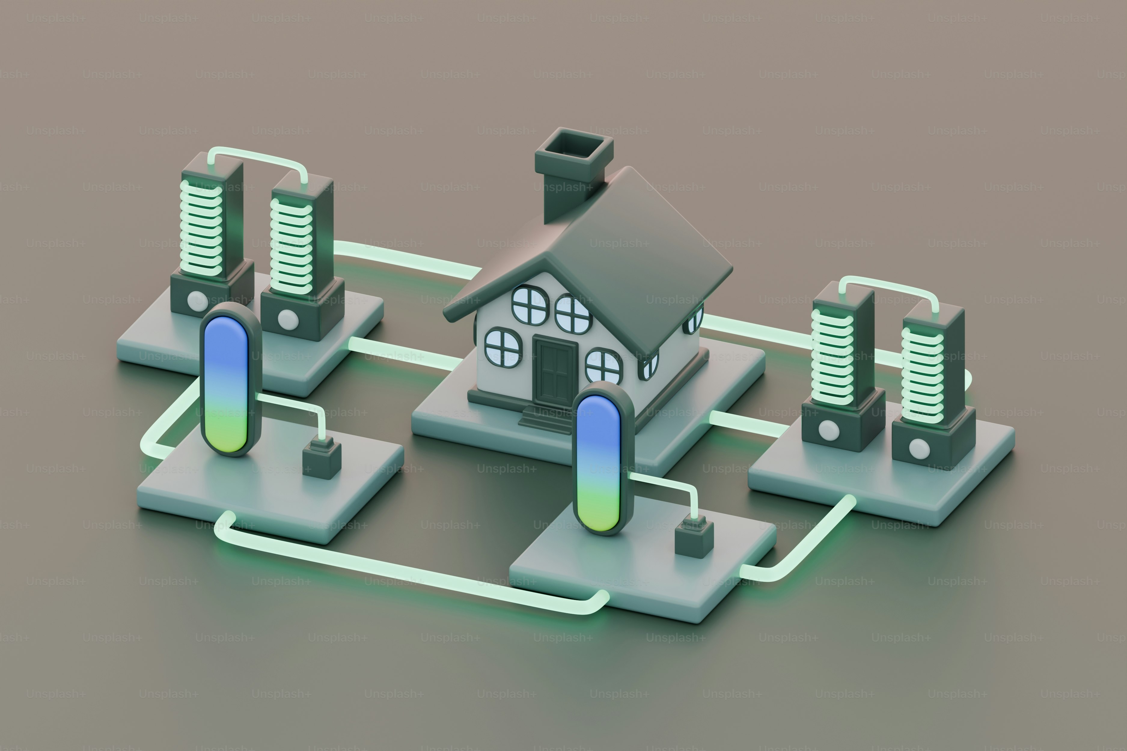 Energy Efficient House. 3D Render.