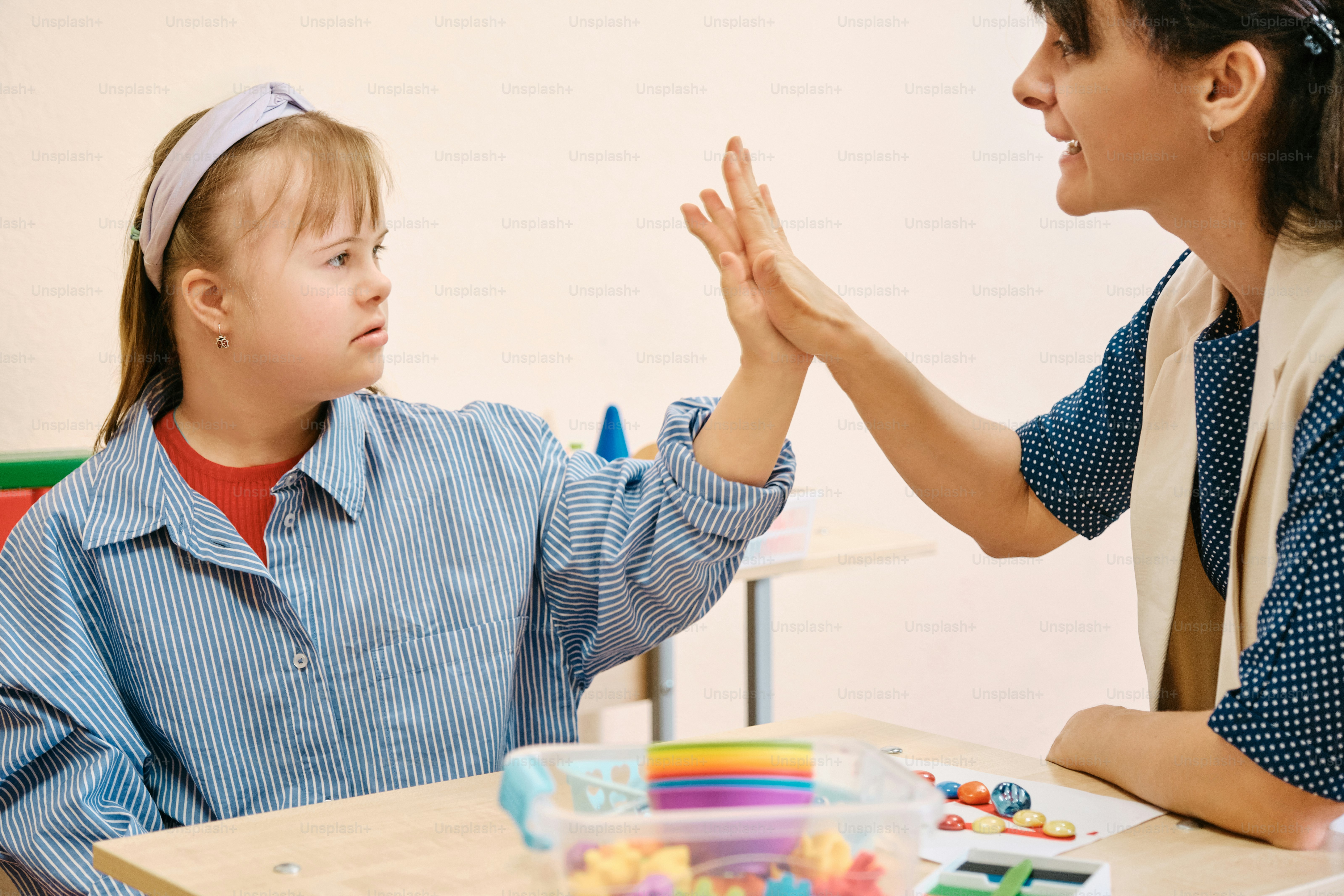 a child with Down's syndrome learns