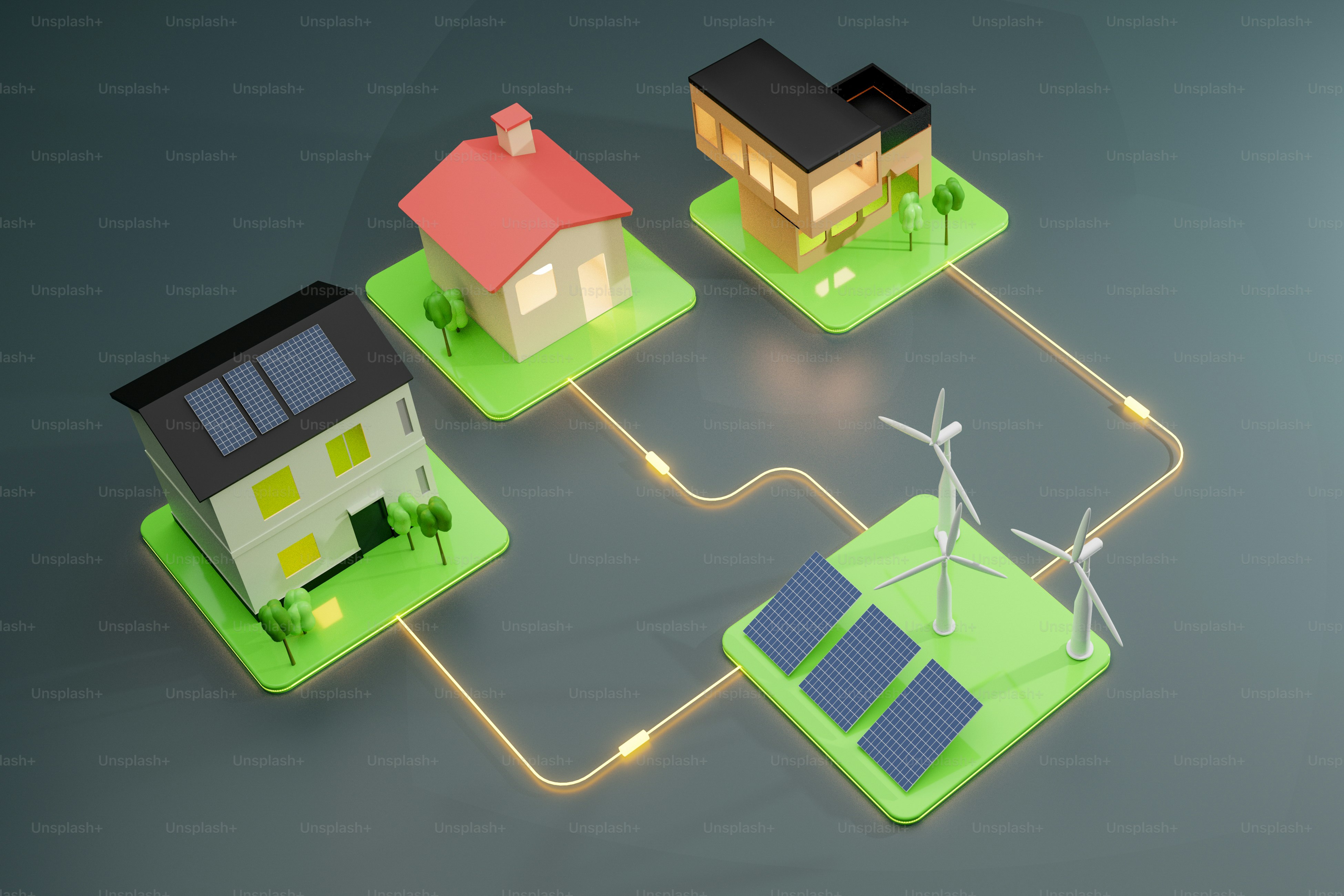 Green energy integrated into a residential neighborhood