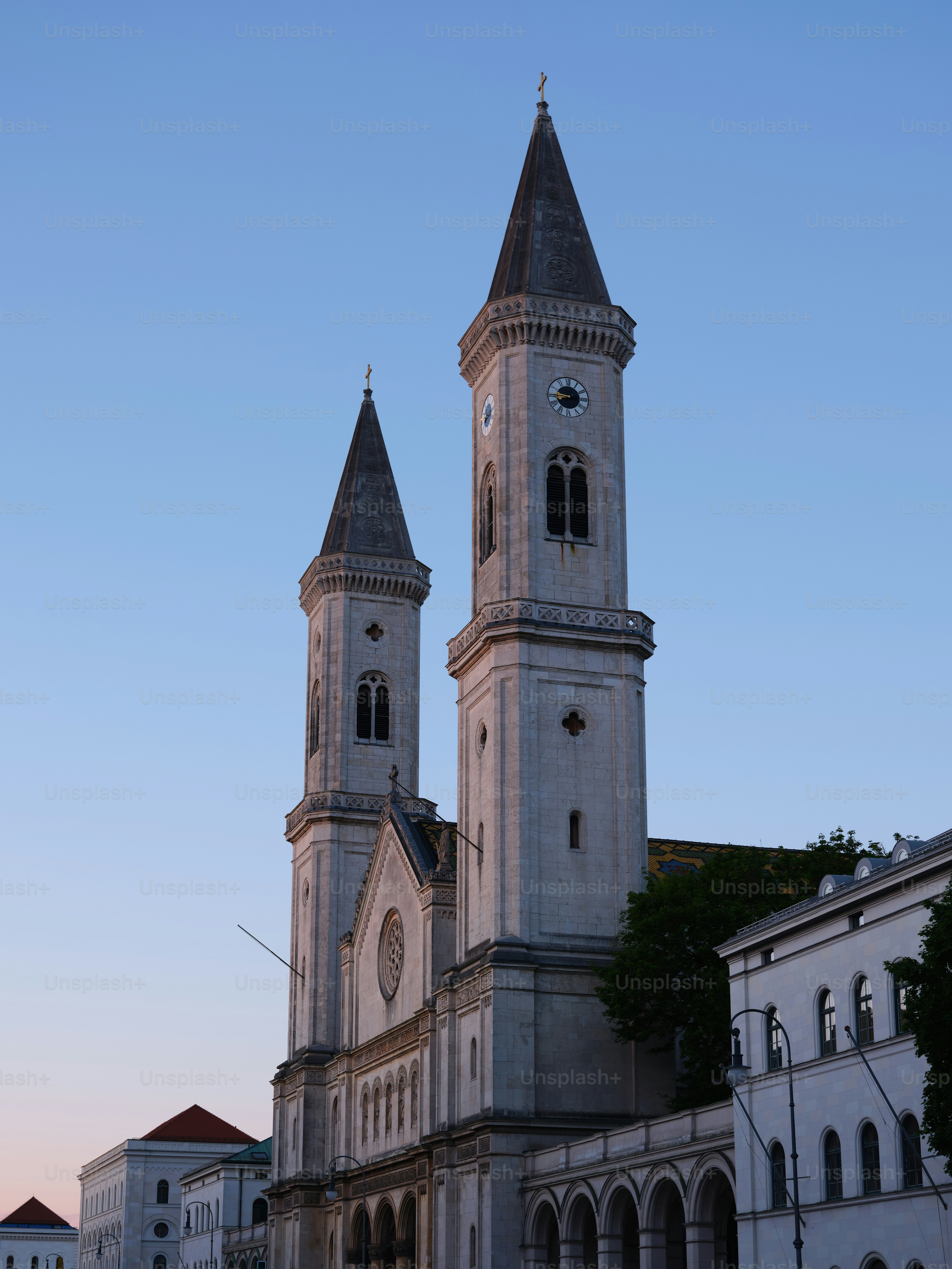 a large building with two towers on top of it